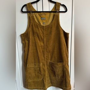 Corduroy Gold Mini Dress Overalls